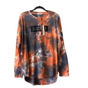 KLIEGOU Men's Size Large Tie-Dyed  Curve Hem Long Sleeve T-shirt NEW WITH TAGS